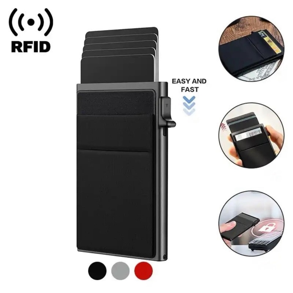 Rfid Credit Card Holder Men Thin Slim Mini Minimalist Wallets Luxury Metal Bank